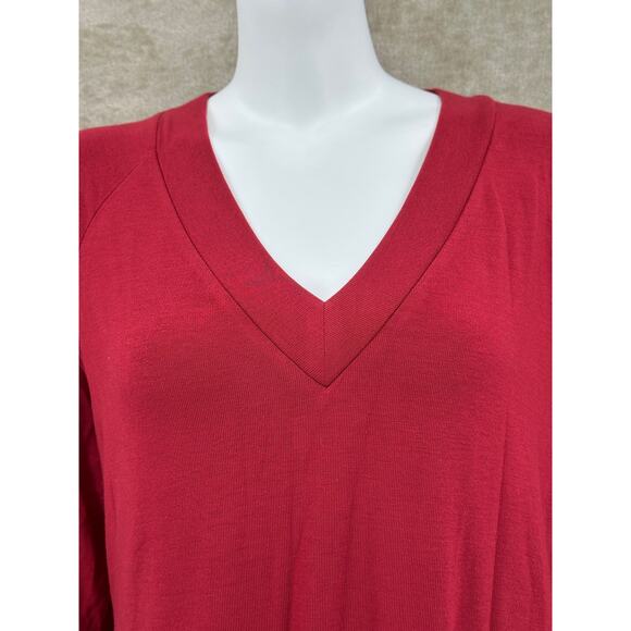 Soft‎ Surroundings Top Womens Large Red Madeline Tunic Minimalist Lagenlook NWT - Picture 2 of 10